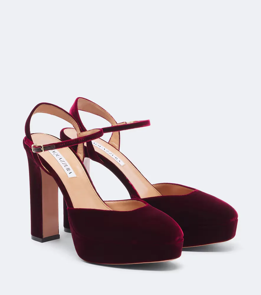 Amira Velvet Platform Pumps by Aquazzura