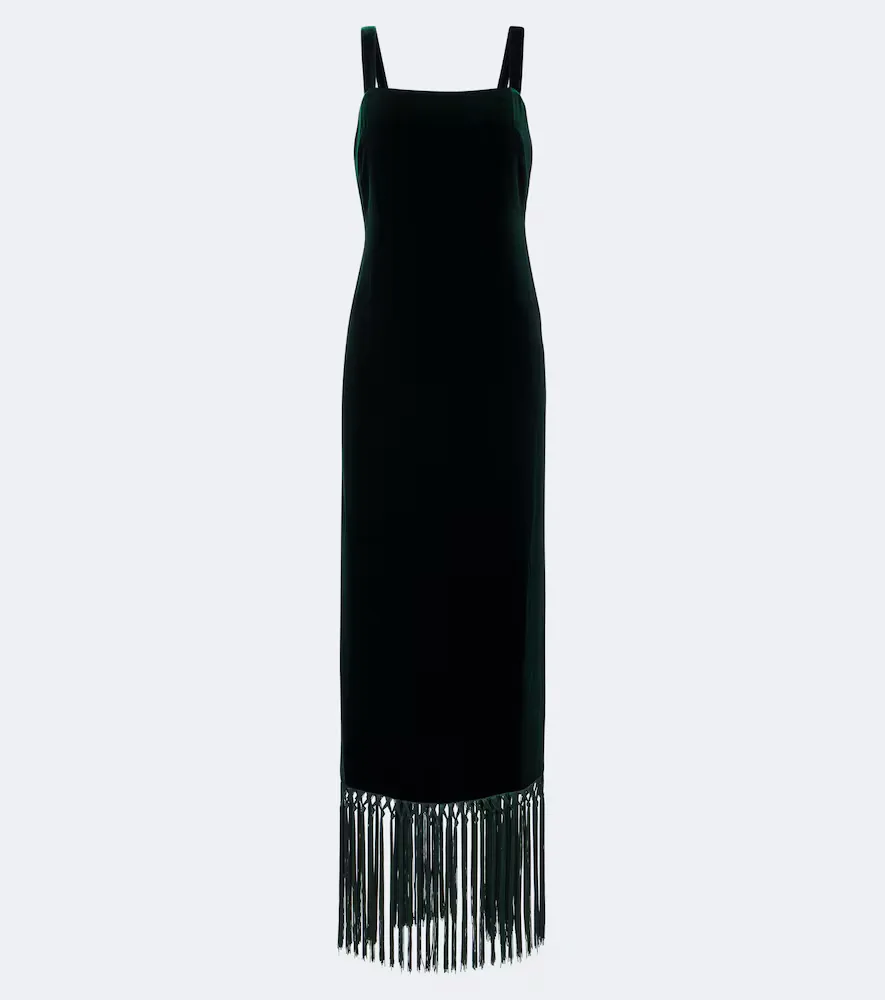 Palermo Fringed Velvet Maxi Dress by Taller Marmo