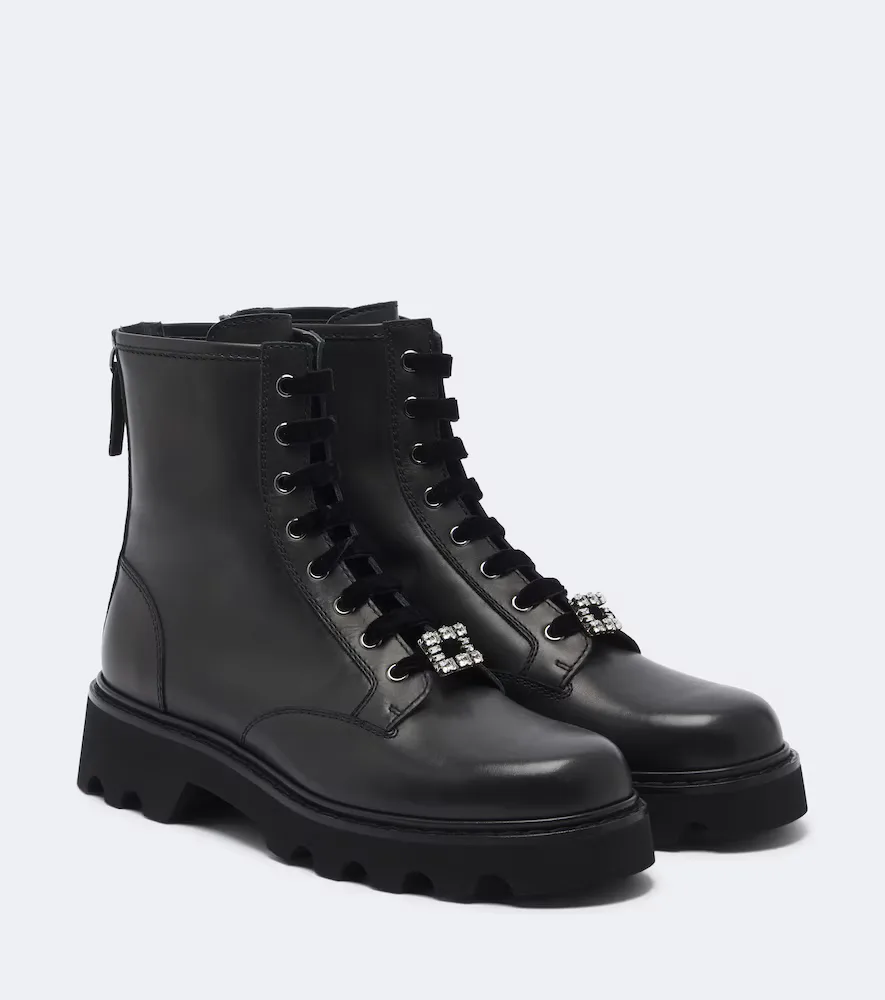 Viv Rangers Truck Leather Lace-Up Boots by Roger Vivier