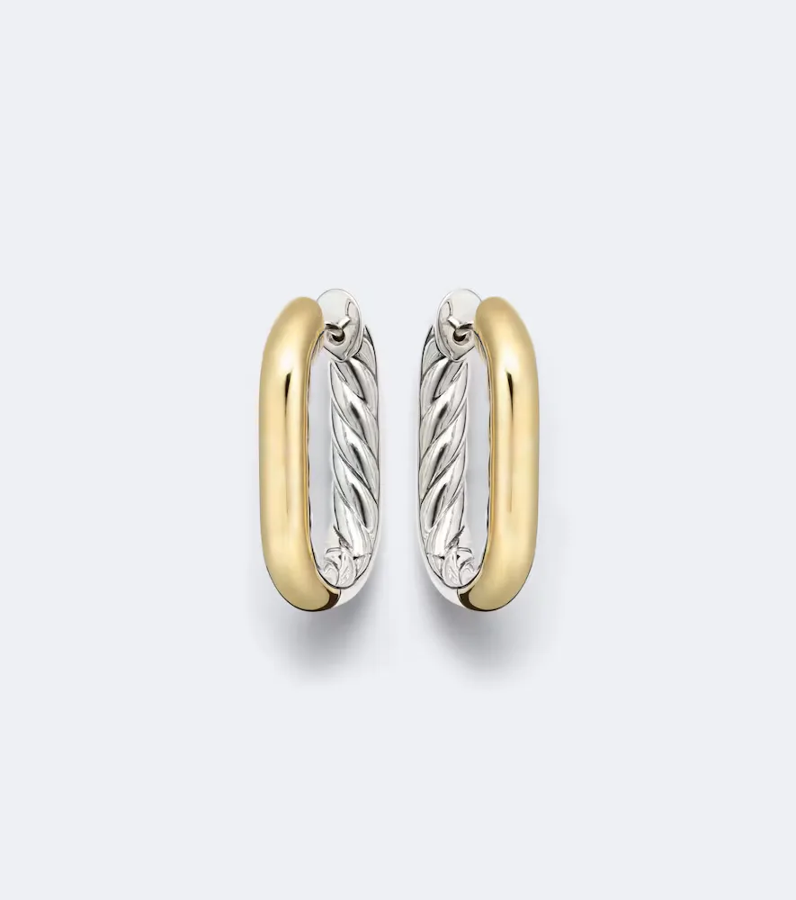 DY Madison Sterling Silver and 14kt Gold Hoop Earrings