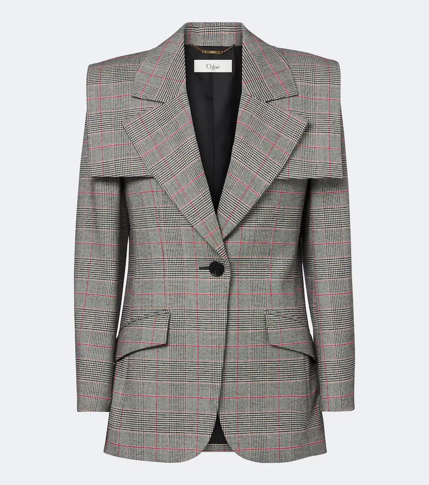 Prince of Wales Check Wool-Blend Jacket by Chloé