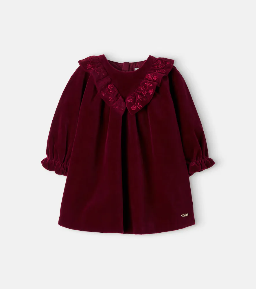 Embroidered Cotton Velvet Dress by Chloé