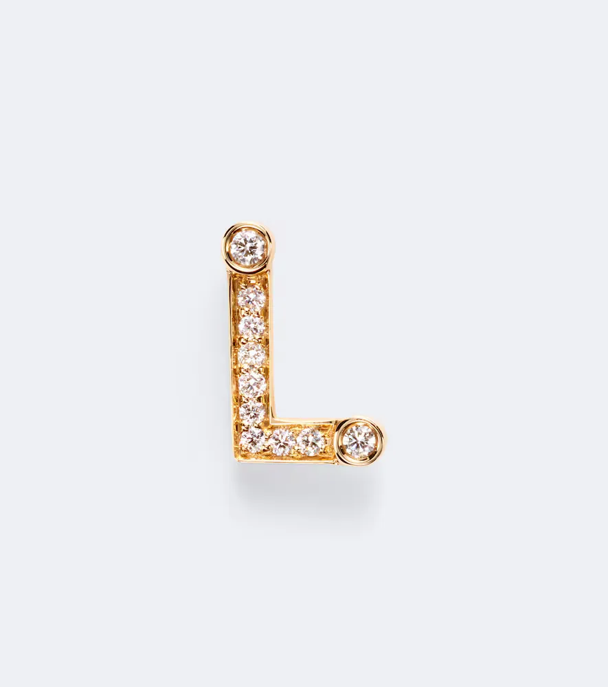 Initial Petite L 18kt Gold Single Earring with Diamonds by Sophie Bille Brahe