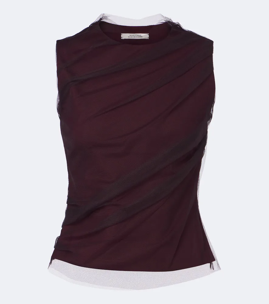 Layered Draped Jersey and Tulle Top by Dorothee Schumacher