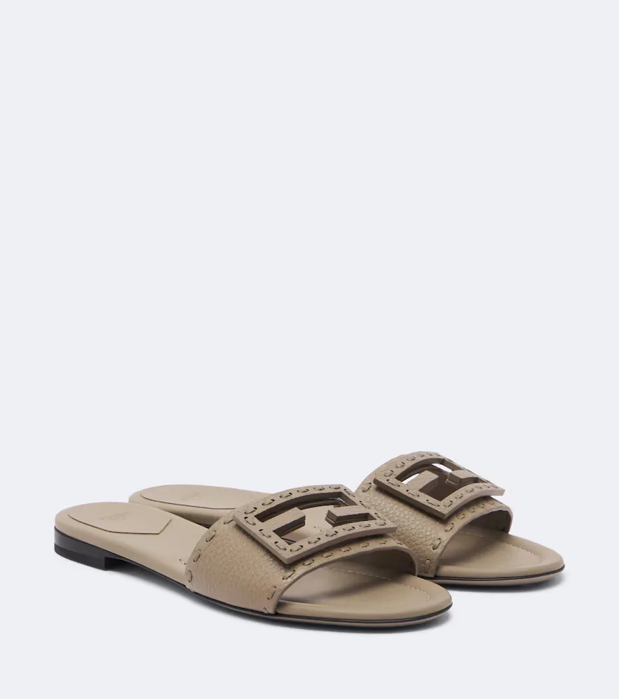 Tube FF Leather Slides by FENDI