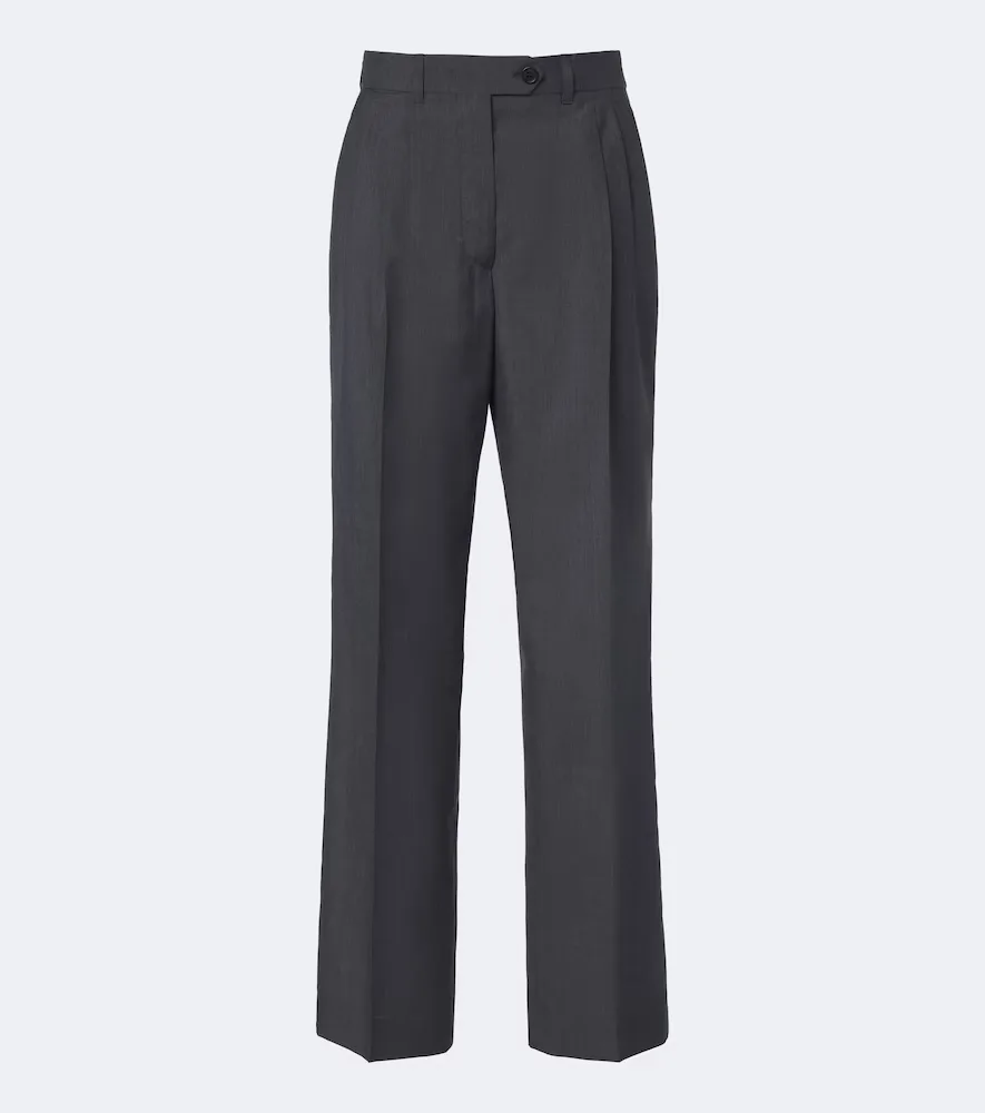 Pleated Wool and Mohair Straight Pants by Prada