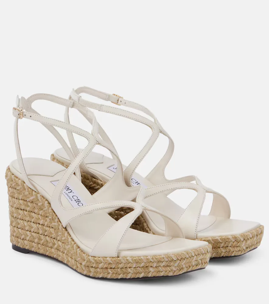 Ayla 85 Leather Espadrille Wedges by Jimmy Choo