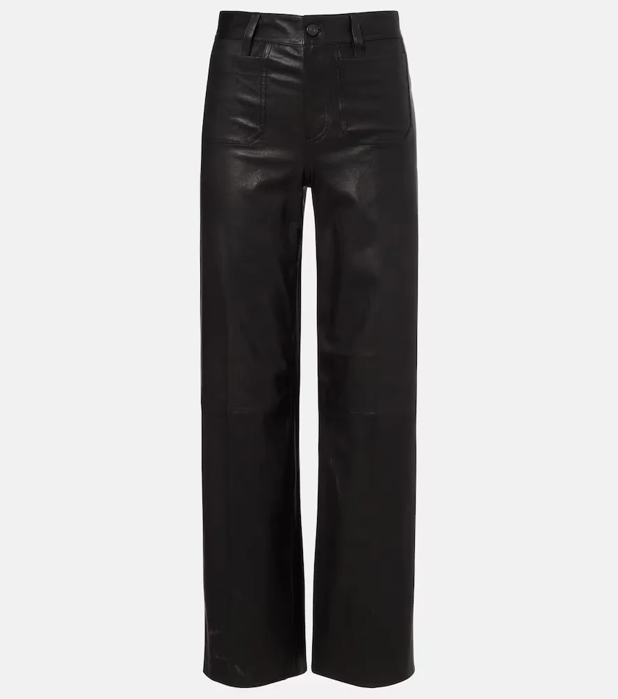 Le Slim Palazzo High-Rise Leather Pants by FRAME