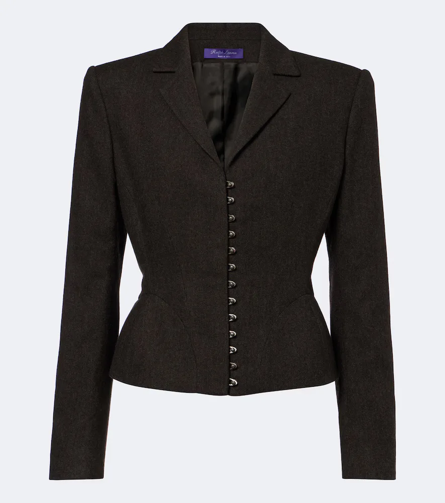 Collection Herringbone Peplum Virgin Wool Blazer by Ralph Lauren
