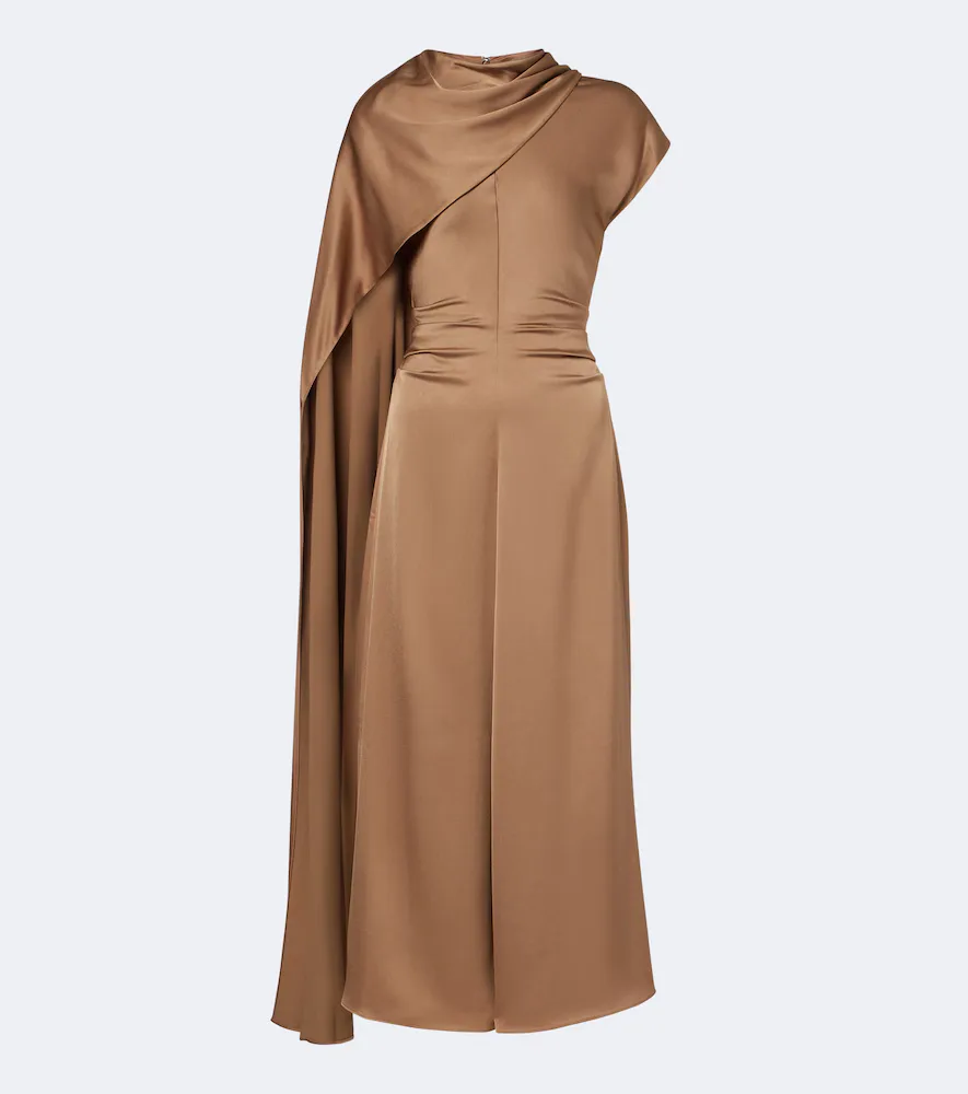 Jacka Caped Satin Midi Dress by Simkhai
