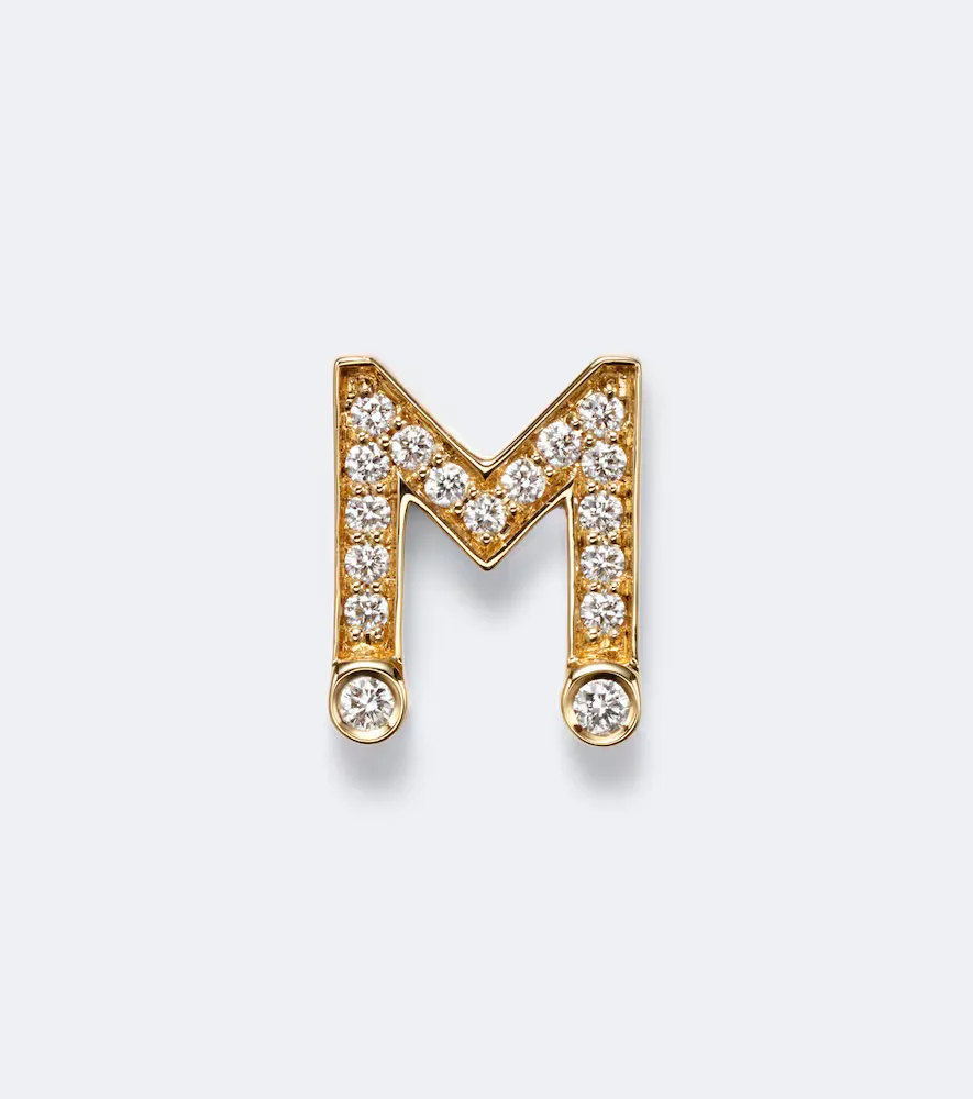 Initial Petite M 18kt Gold Single Earring with Diamonds by Sophie Bille Brahe