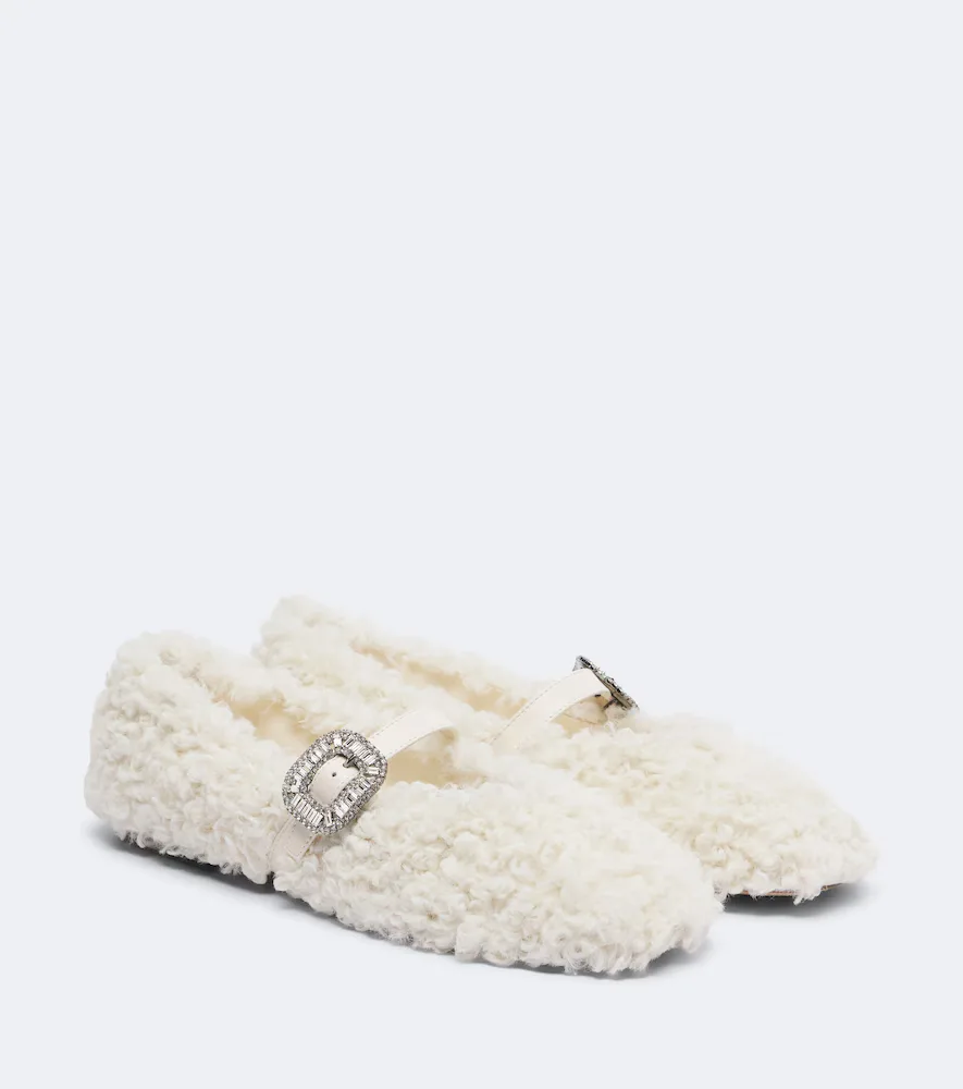 Pilgrim Strass Shearling Mary Jane Flats