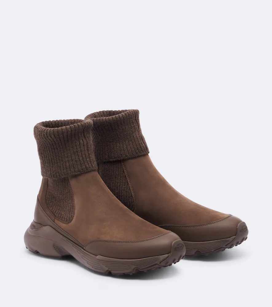 Knitted Leather Ankle Boots by Tod's