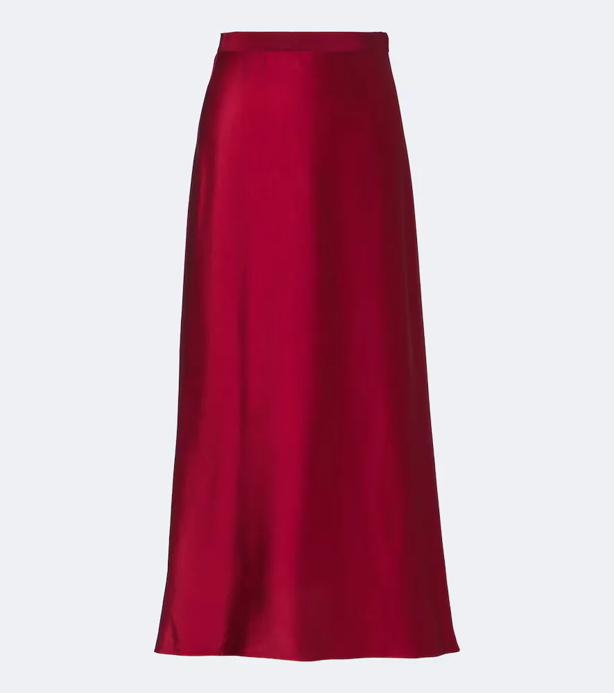 Carina Asymmetric Satin Maxi Skirt by Fforme