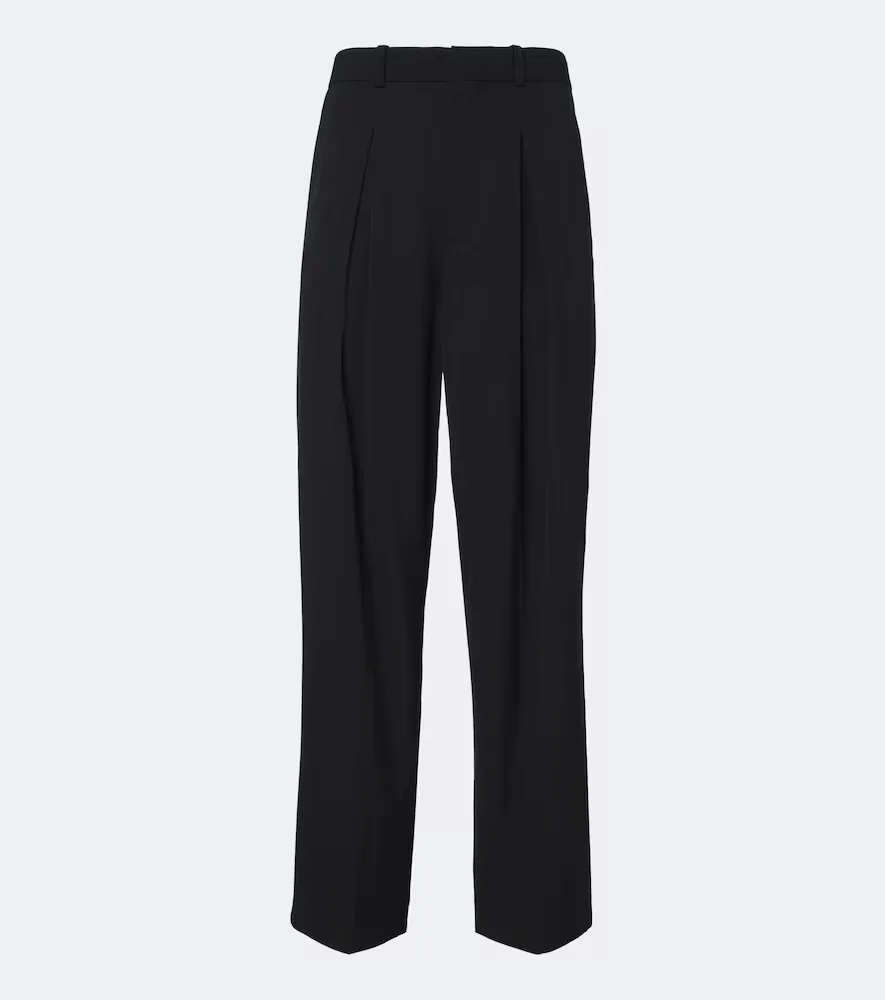 Losange Pleated Virgin Wool Wide-Leg Pants