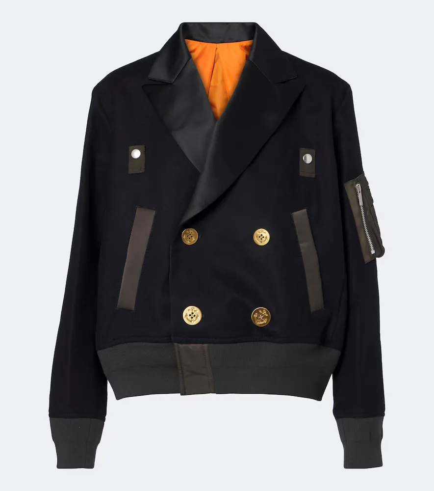 Paneled Wool Flannel and Twill Jacket by Sacai