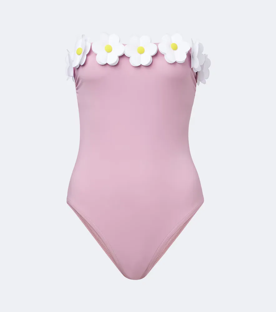 Juliet Floral-Appliqué Bandeau Swimsuit by Karla Colletto
