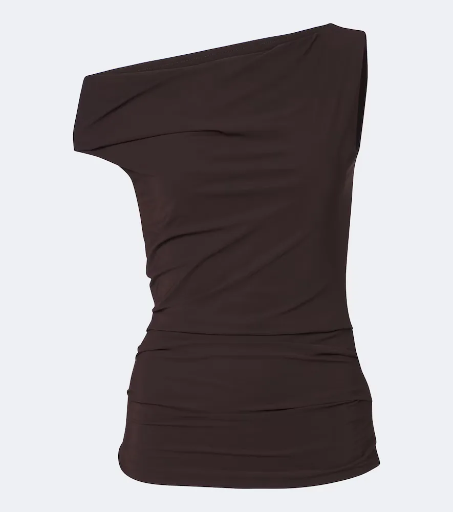 Carlin Asymmetric Draped Jersey Top by AGOLDE