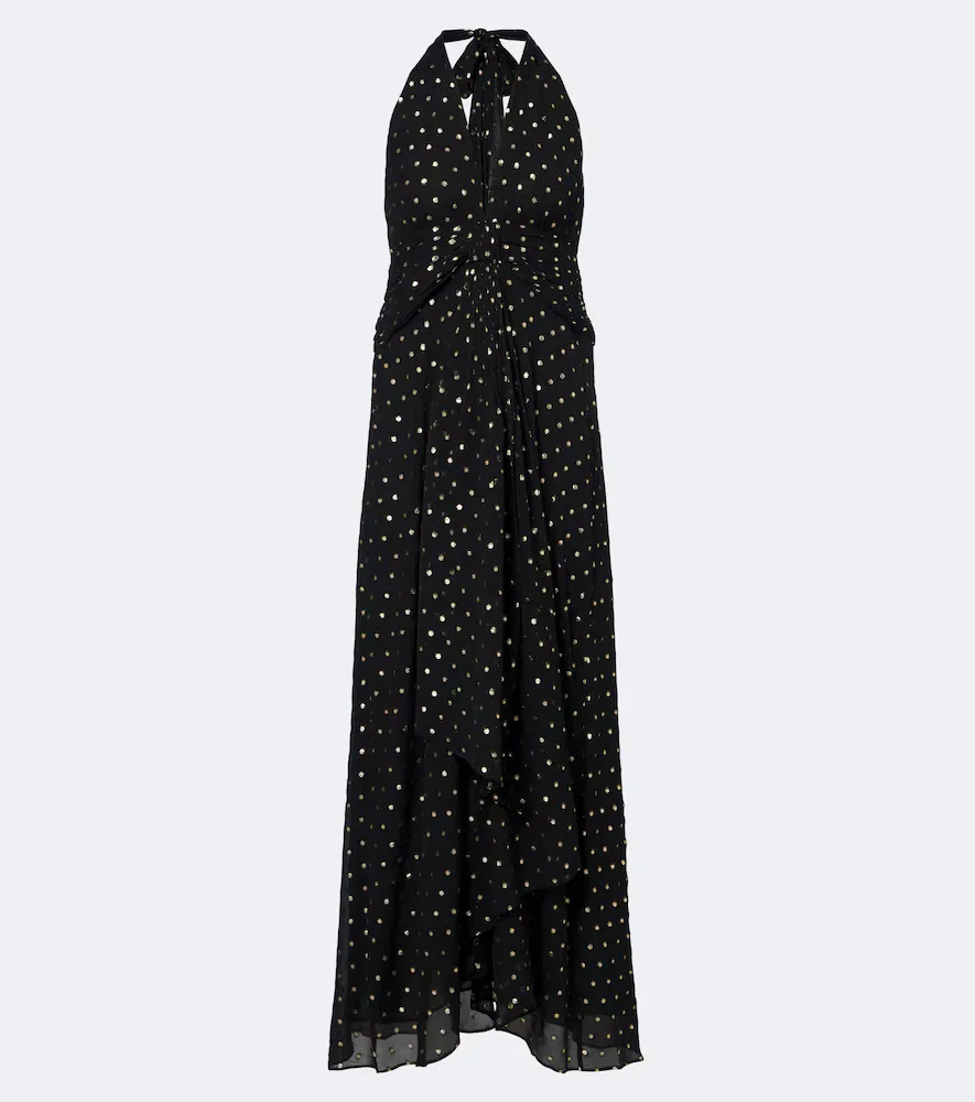 Alaina Polka-Dot Halterneck Midi Dress by RIXO
