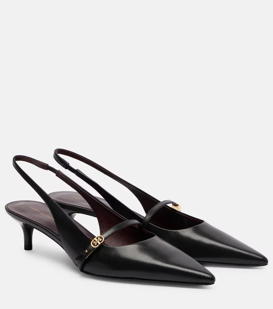 Double-T Leather Mary Jane Pumps by Tory Burch