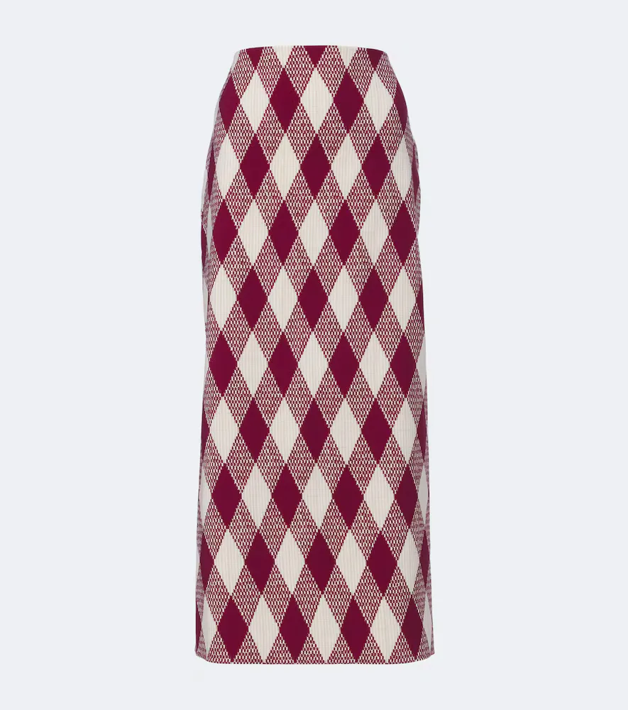 Argyle Wool-Blend Pencil Skirt by Oscar de la Renta