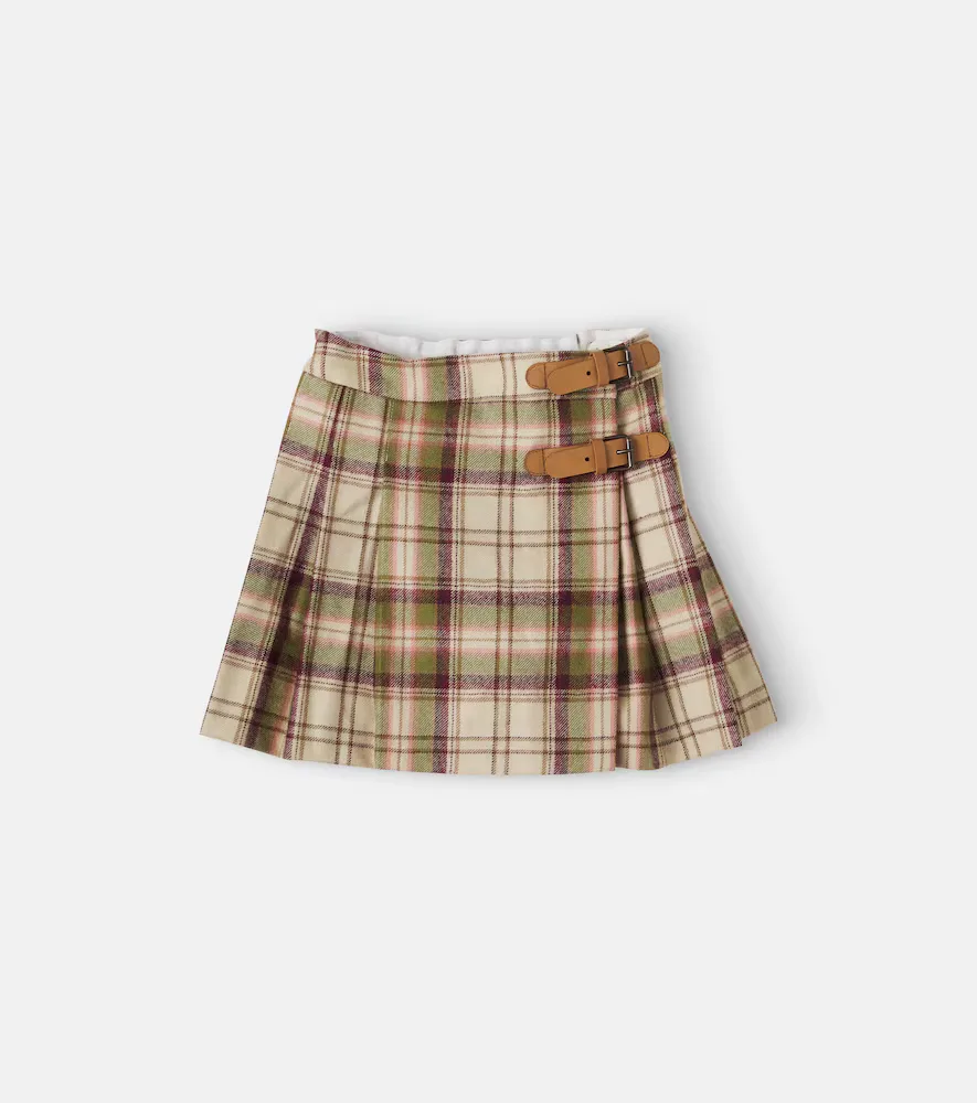 Molk Checked Pleated Wool Skirt by Bonpoint