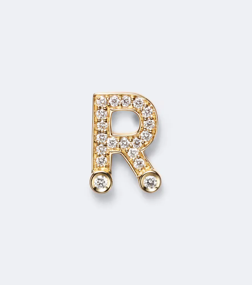 Initial Petite R 18kt Gold Single Earring with Diamonds by Sophie Bille Brahe