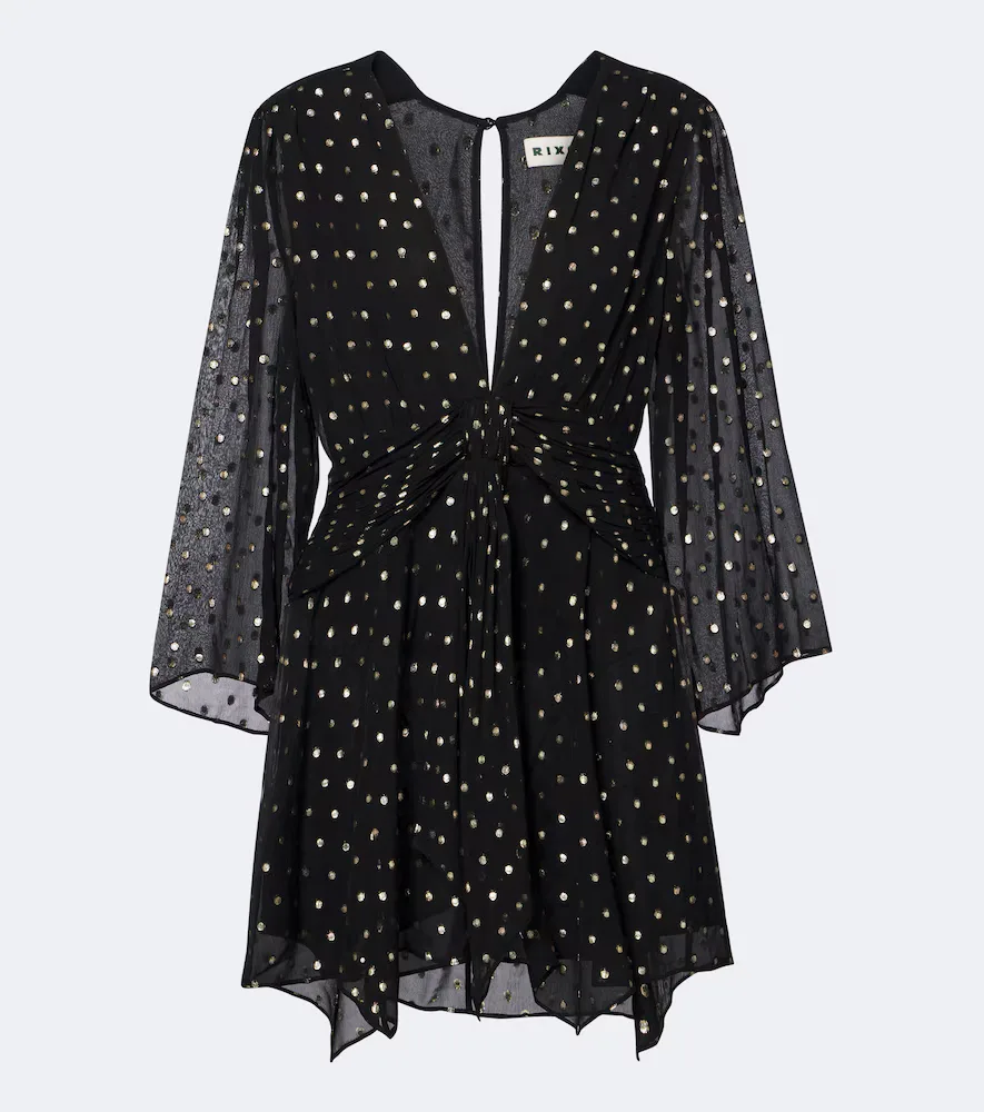 Clove Polka-Dot Chiffon Minidress by Rixo