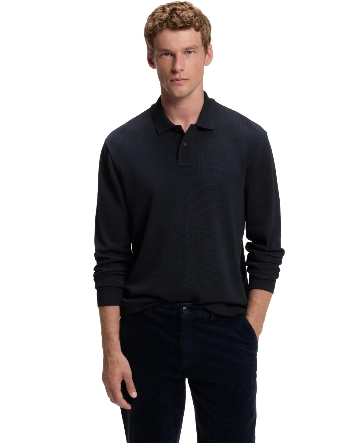 Stretch Waffle-Knit Regular-Fit Cotton-Blend Polo Shirt by Hugo Boss