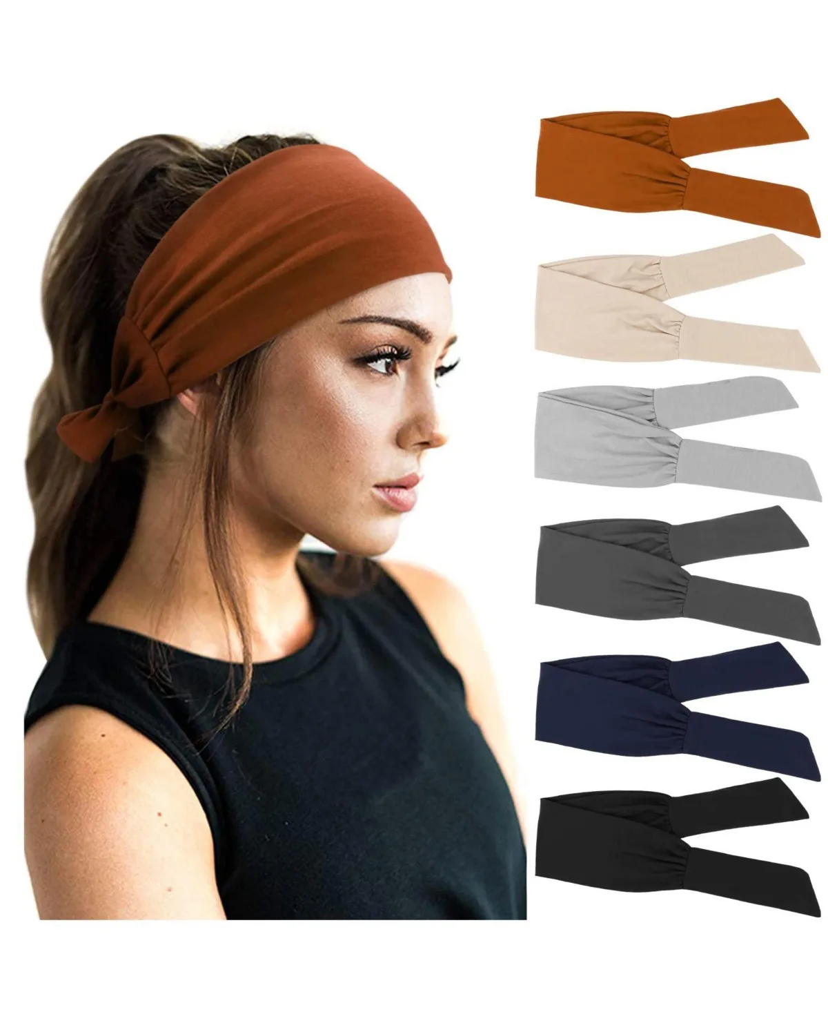 Adjustable Knotted Non-Slip Hair Bands, 6-Piece Set by Peneyon