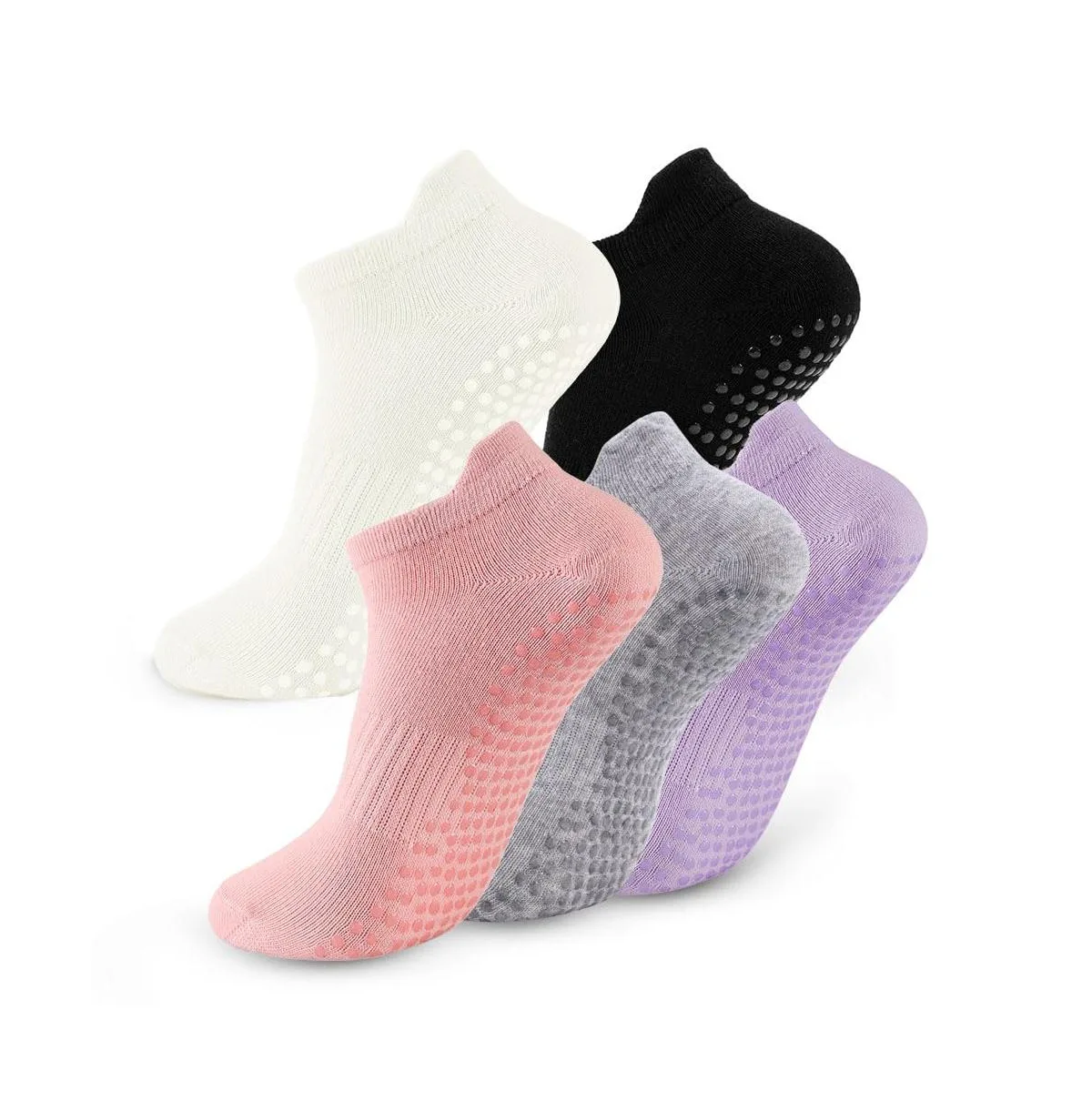 Non Slip Grip Pilates Yoga Barre Socks, 5 Pairs by Sportneer