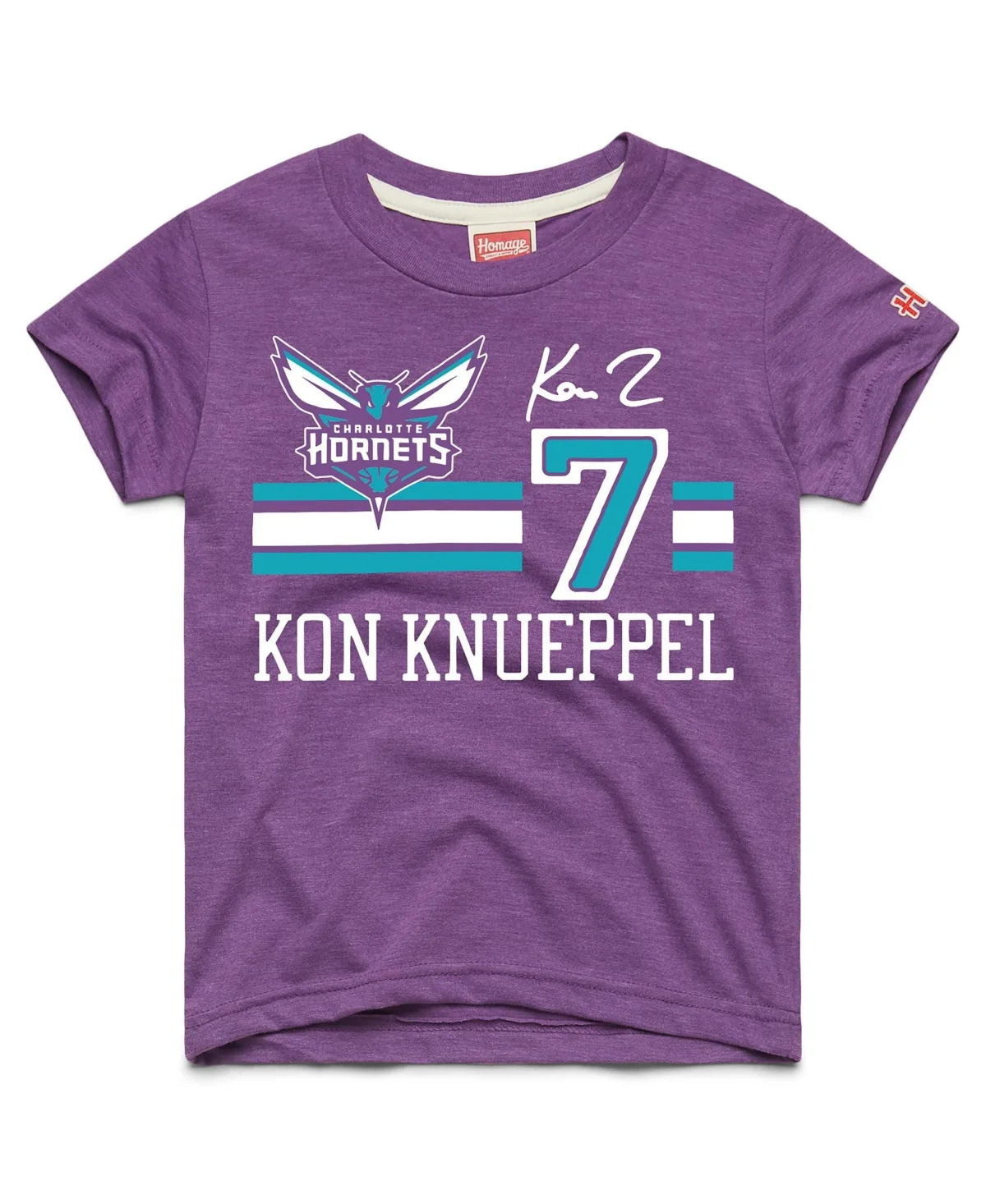 Kon Knueppel Charlotte Hornets Remix Signature Name & Number Tri-Blend T-Shirt by Homage