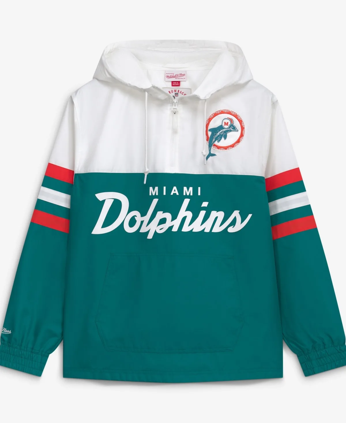 Miami Dolphins Head Coach Anorak Quarter-Zip Windbreaker Jacket by Mitchell & Ness