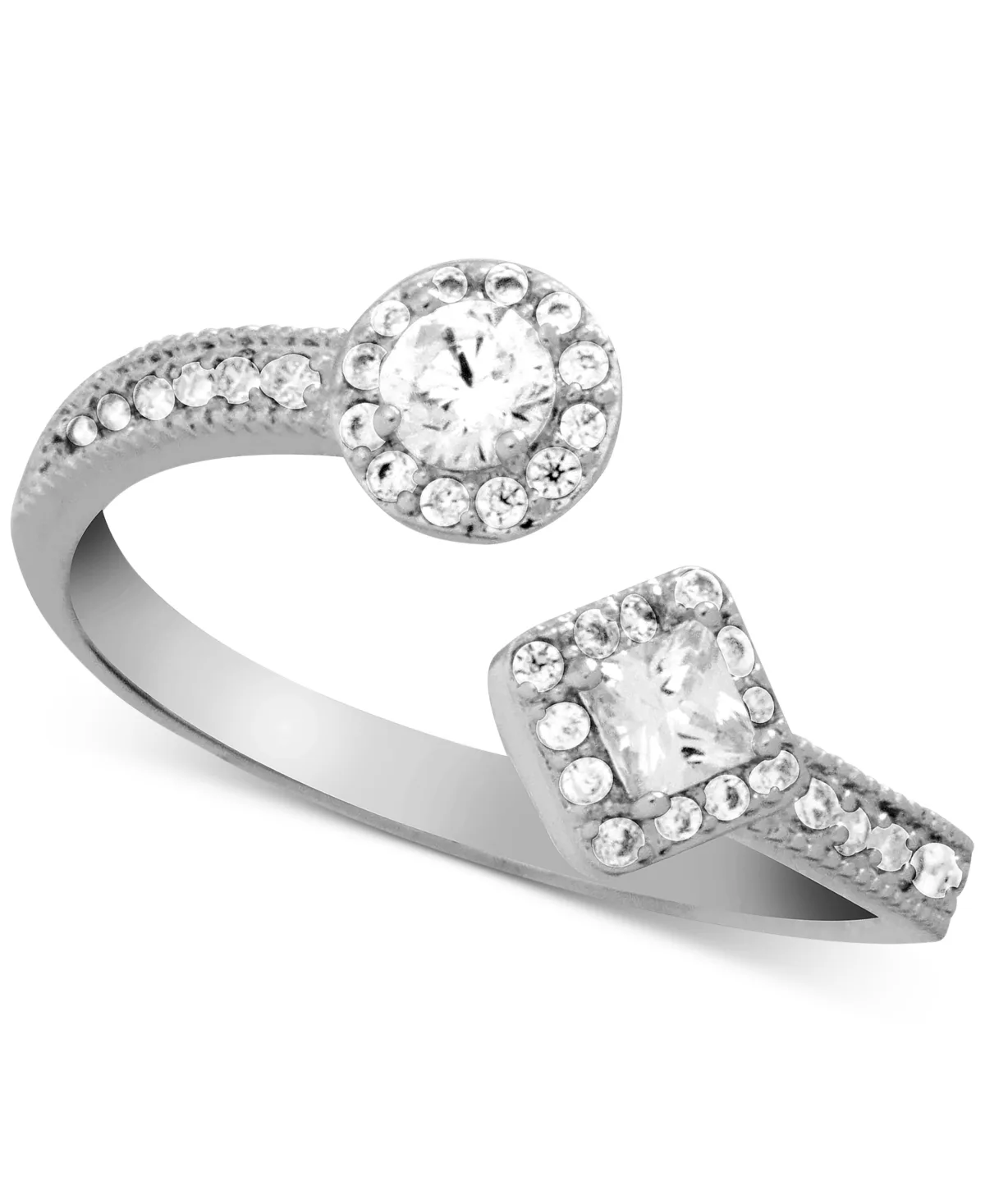 Crystal Open Ring in Silver-Plate by Essentials