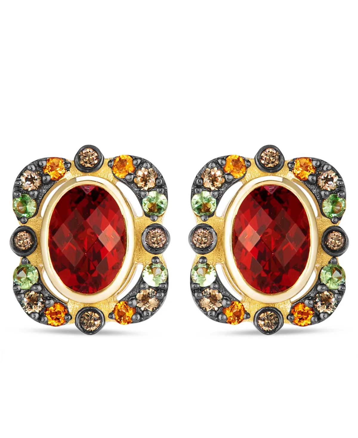 Garnet, Citrine, Light Citrine, Tsavorite & Diamond (0.08 ct. t.w.) Stud Earrings in 14k Honey Gold by Le Vian