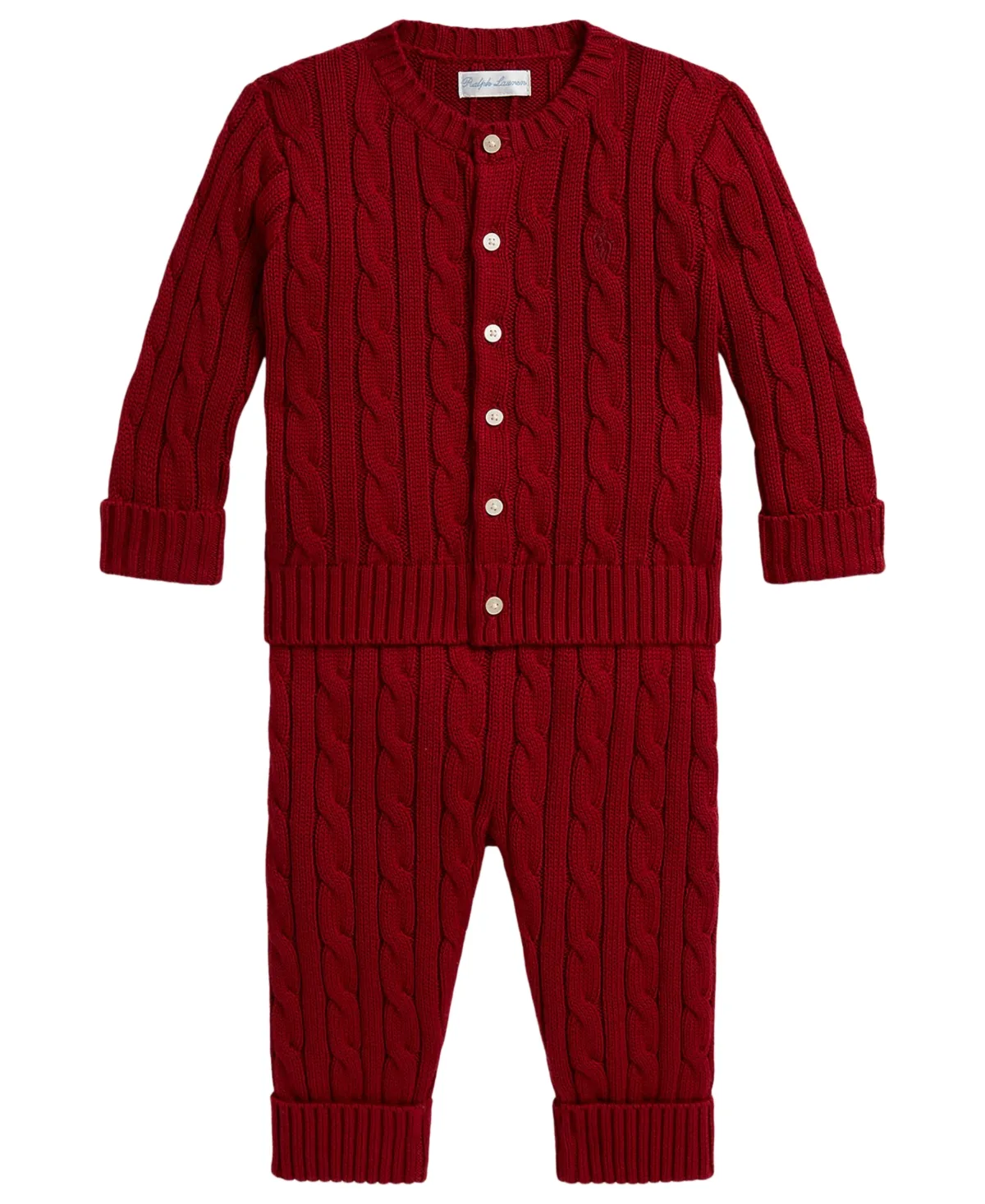 Cotton Cable-Knit Cardigan & Pants Set by Polo Ralph Lauren