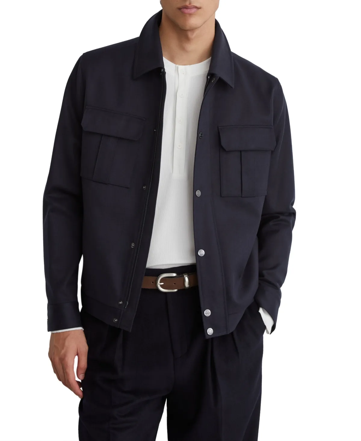 Americas Lyocell-Cotton Twill Utility Regular-Fit Bomber Jacket
