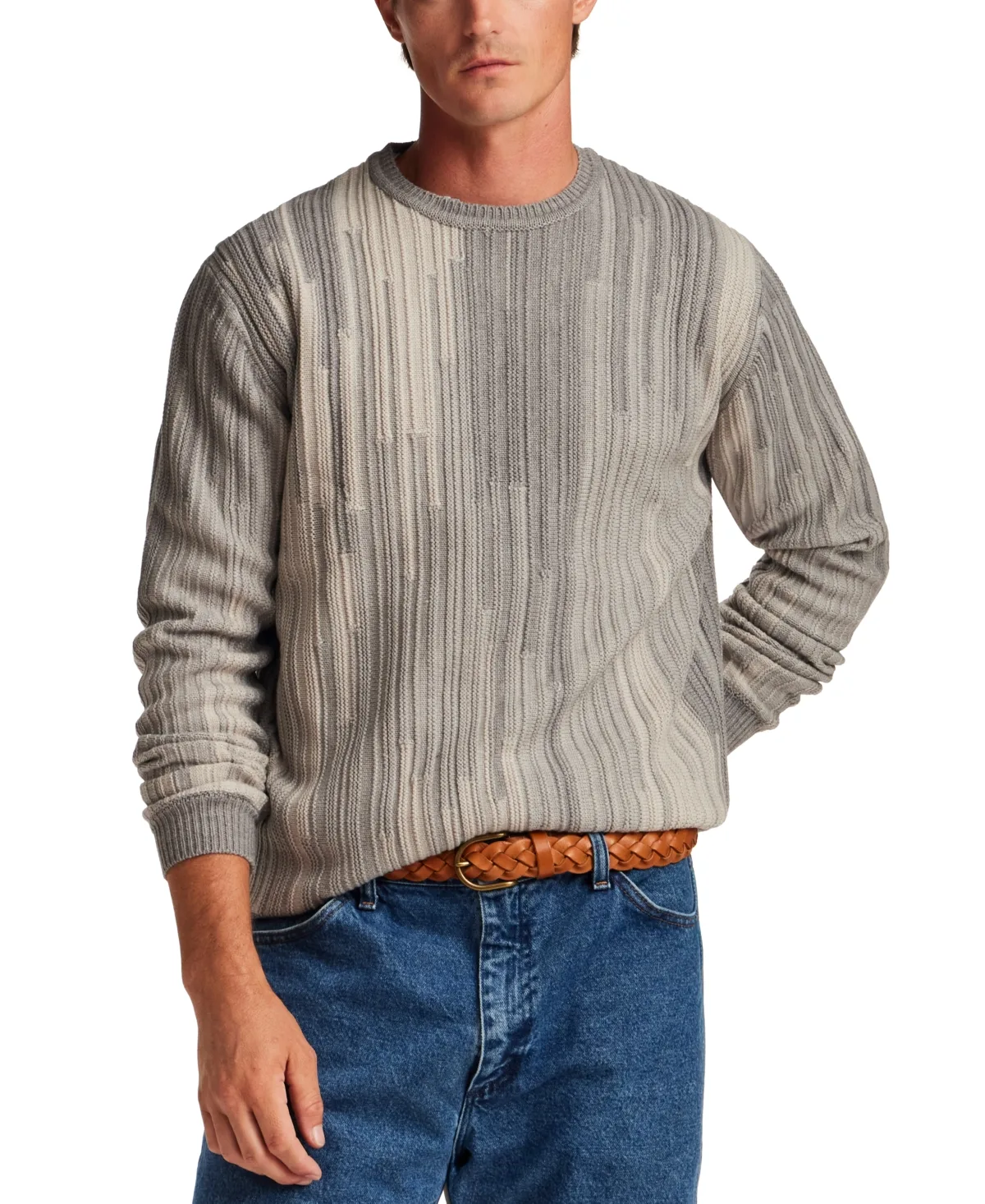 Textured Vertical-Gradient Crew Neck Sweater by Weatherproof Vintage