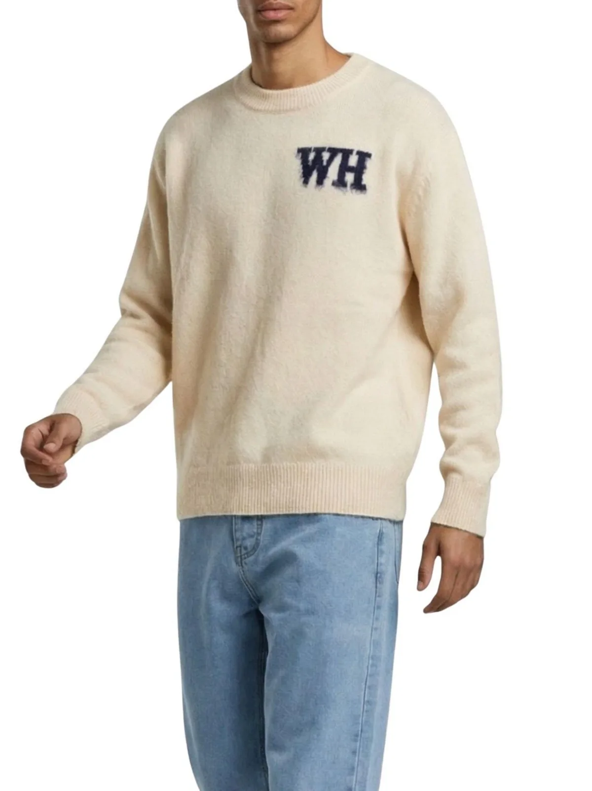 Wh Crewneck Regular-Fit Long-Sleeve Sweater
