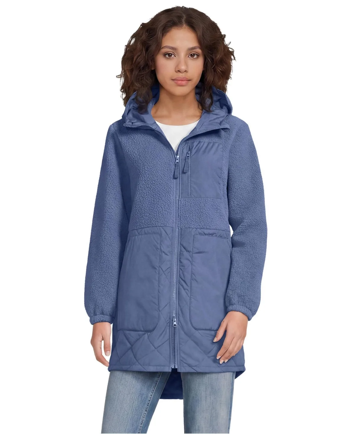 High-Pile Fleece Quilted Mixed Media Parka by Lands' End