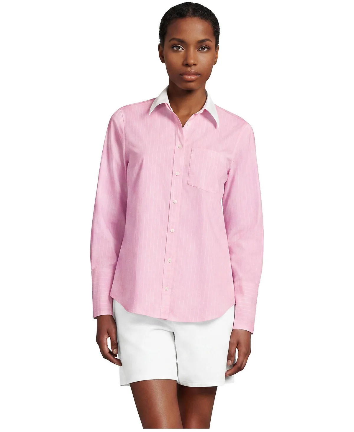 Removable-Collar Poplin Long-Sleeve Shirt by Lands' End