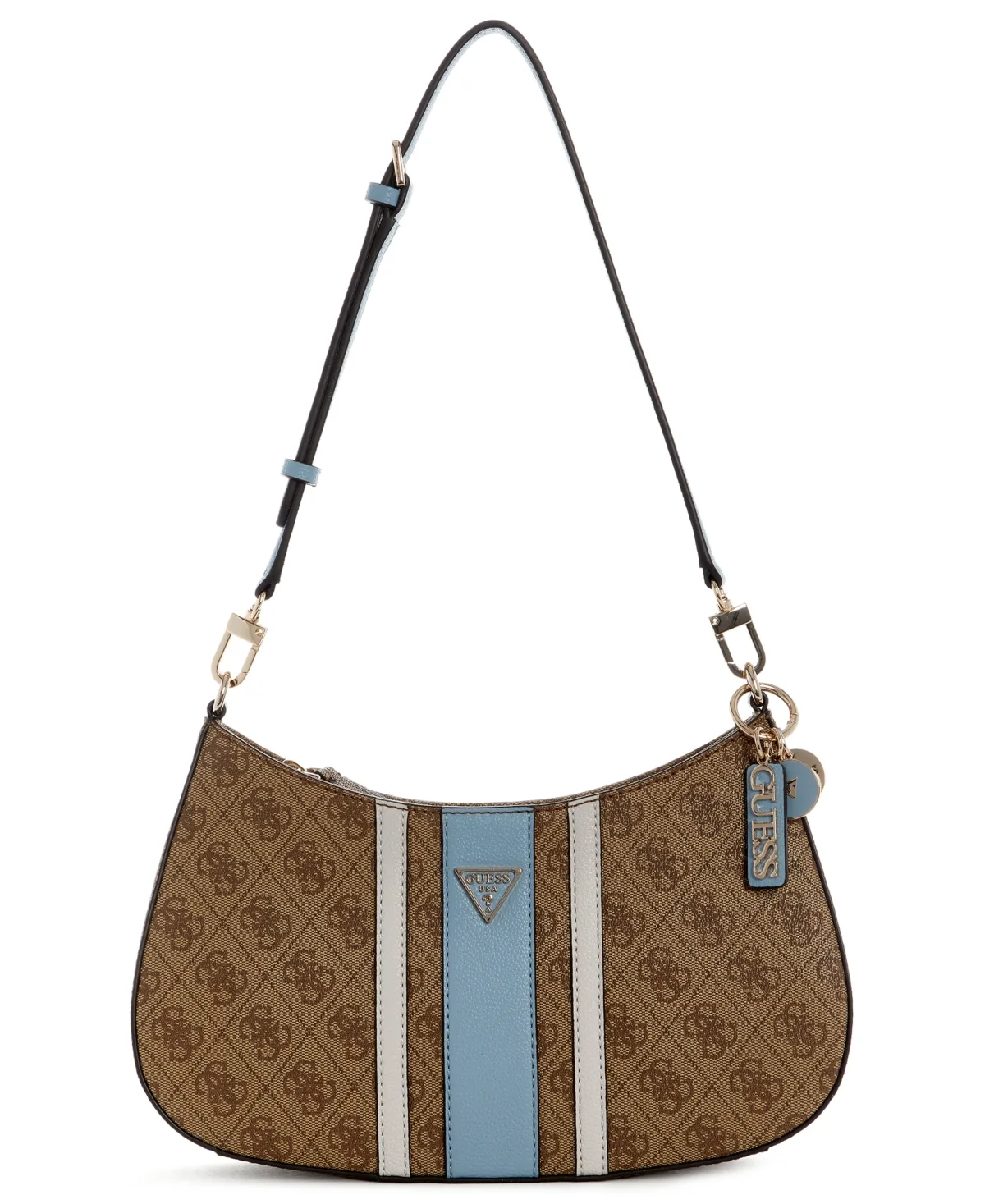 Noelle Small Logo Striped Shoulder Handbag by GUESS