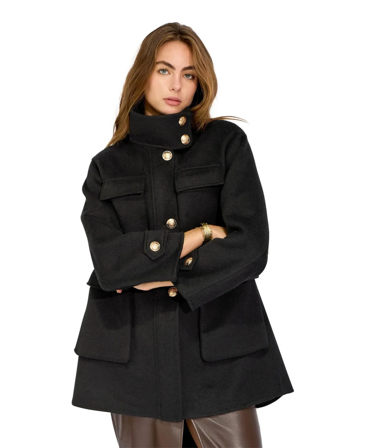 On the Move Utility Wool-Blend Drawstring-Waist Jacket by Belle & Bloom