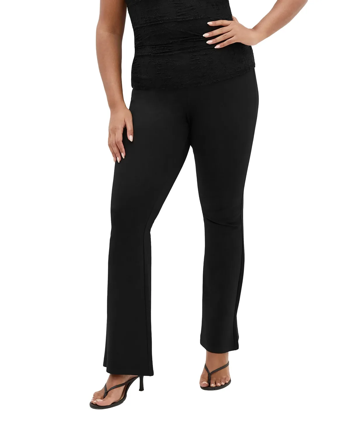 Flare-Leg Elastic-Waist Pants by City Chic