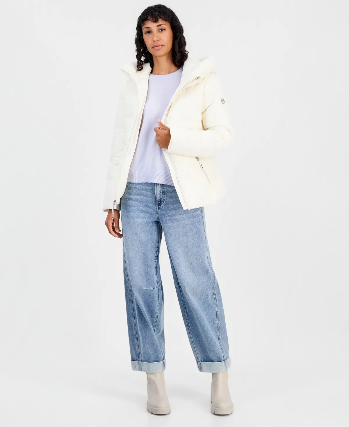 Faux-Fur-Trim Hooded Puffer Coat by MICHAEL Michael Kors