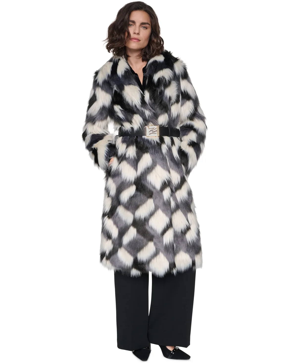 Faux Fur Belted Coat by Karl Lagerfeld