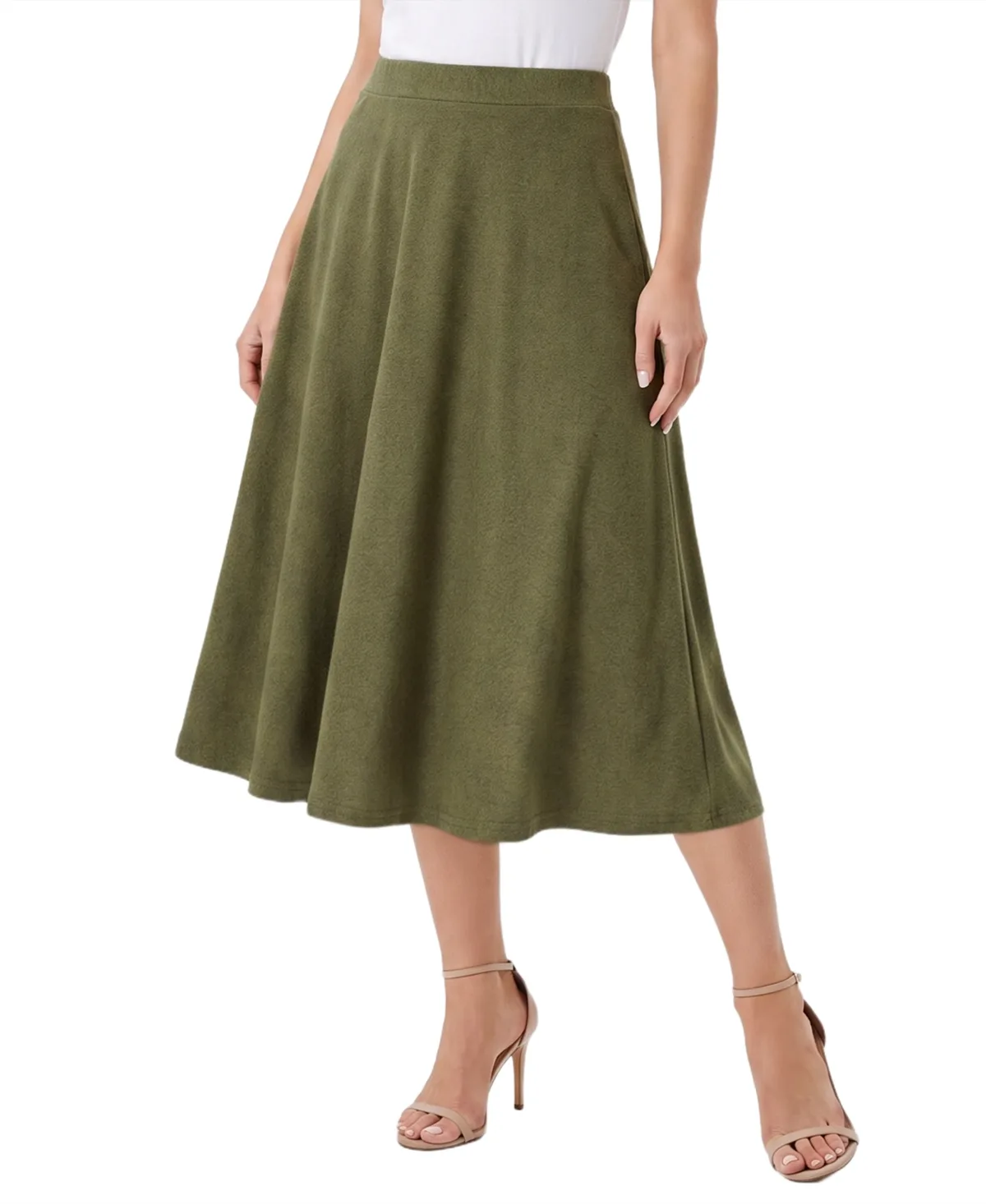 High-Waisted A-Line Midi Skirt