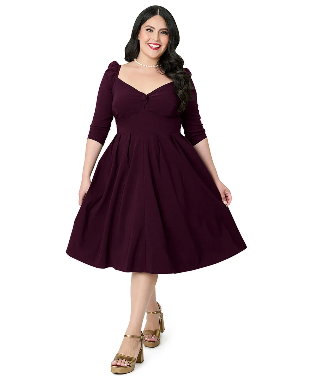 Woven Sweetheart Neckline Lamar Swing Dress