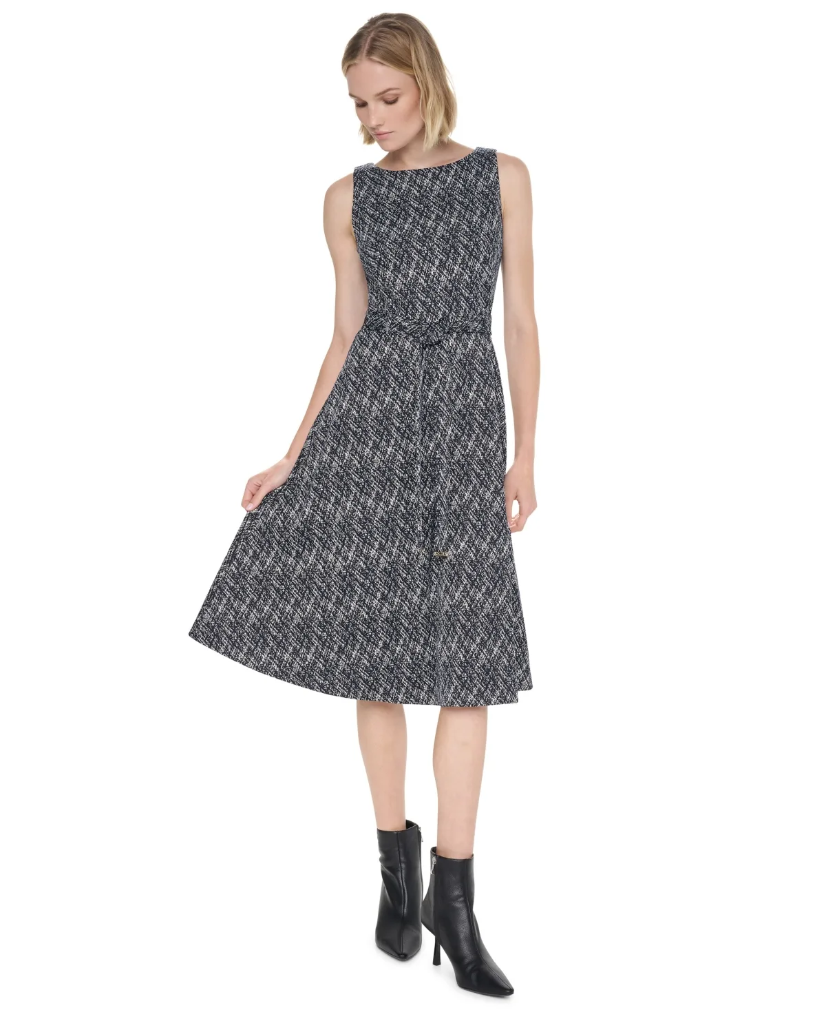 Sleeveless Midi Fit-and-Flare Dress