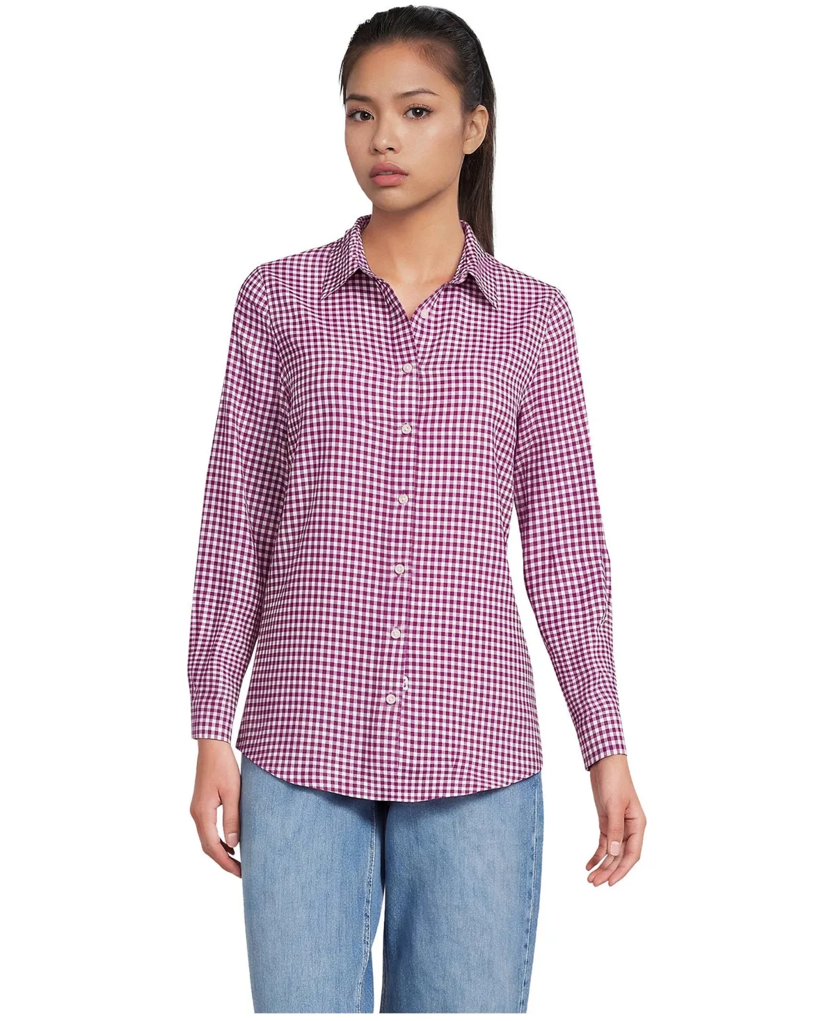 Flannel Boyfriend Long Sleeve Shirt by Lands' End